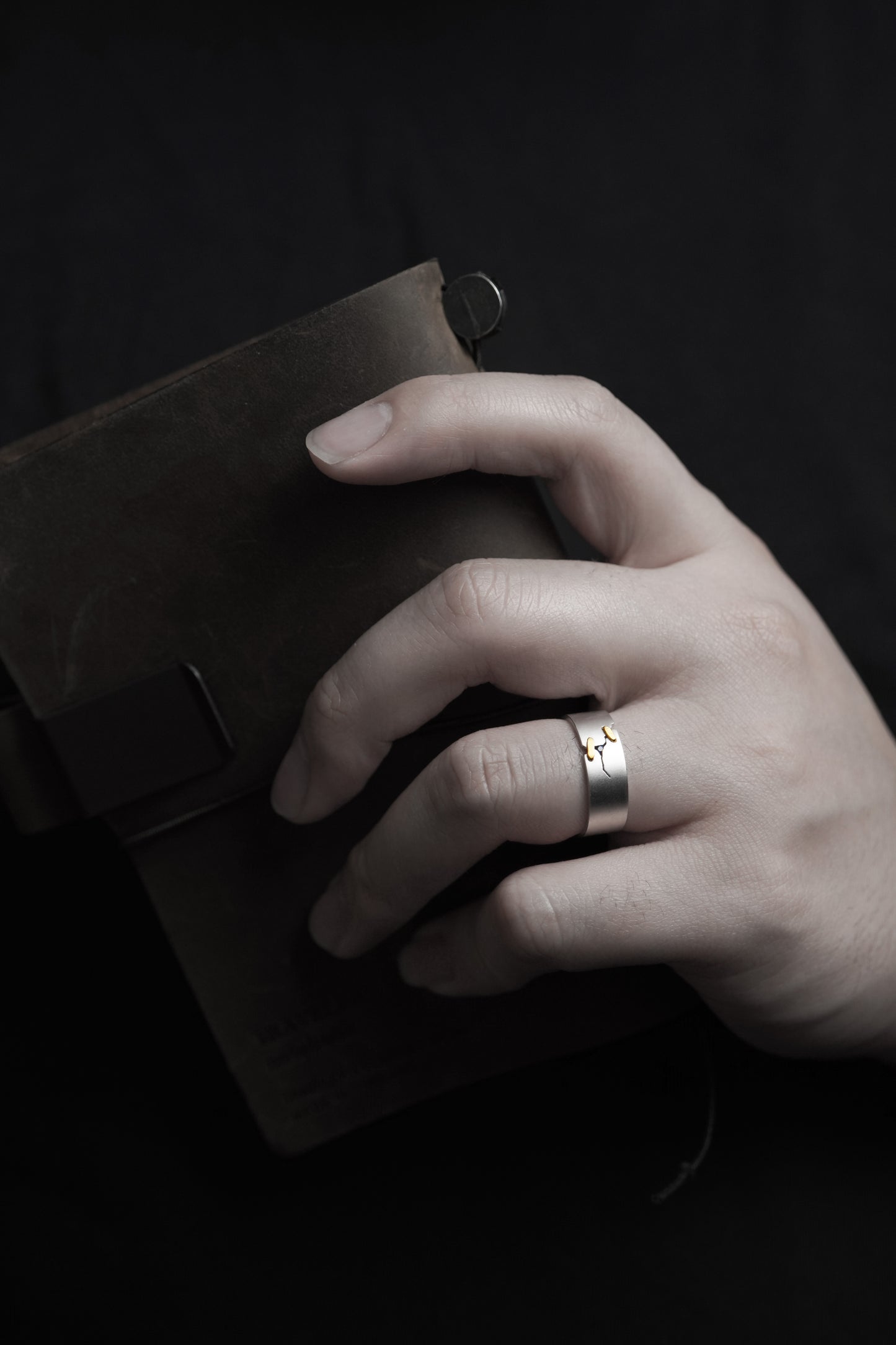 JuCi Band Ring White Duo With Sapphire