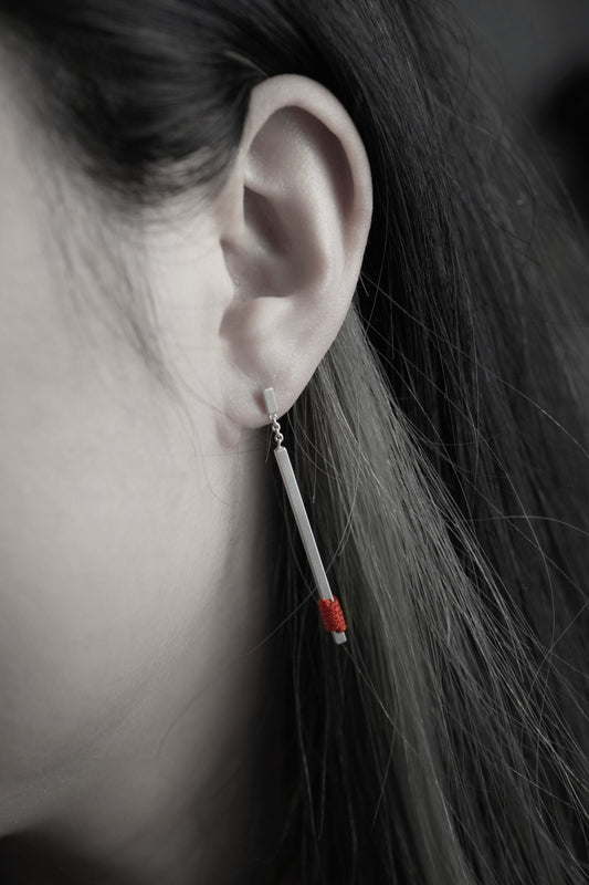 Red Line Earring Dangle