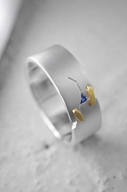 JuCi Band Ring White Duo With Sapphire